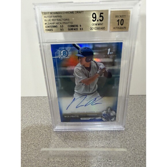 2017 Bowman Draft Chrome Draft Pick Autographs Nick Pratto #CDA-NP Blue /150 - Picture 2 of 13